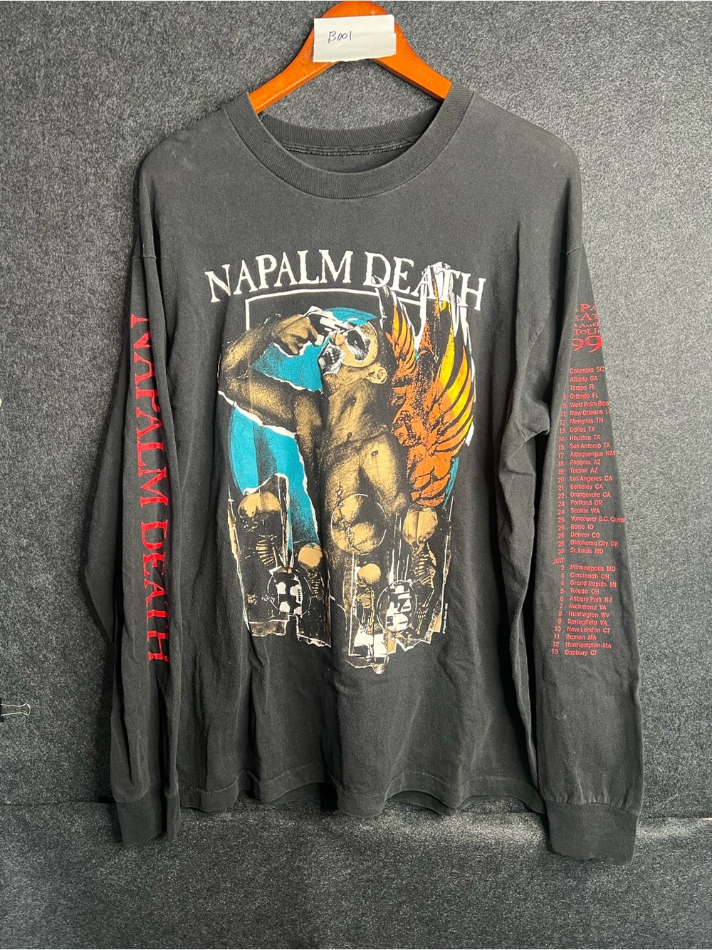 Vintage 90s Napalm Death Long Sleeve Shirt Men’s XL Tour 1996 Grunge Metal